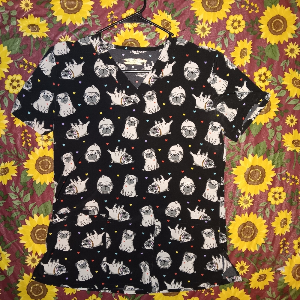 *SIZE*M*Scrub Top With Pug Print!*